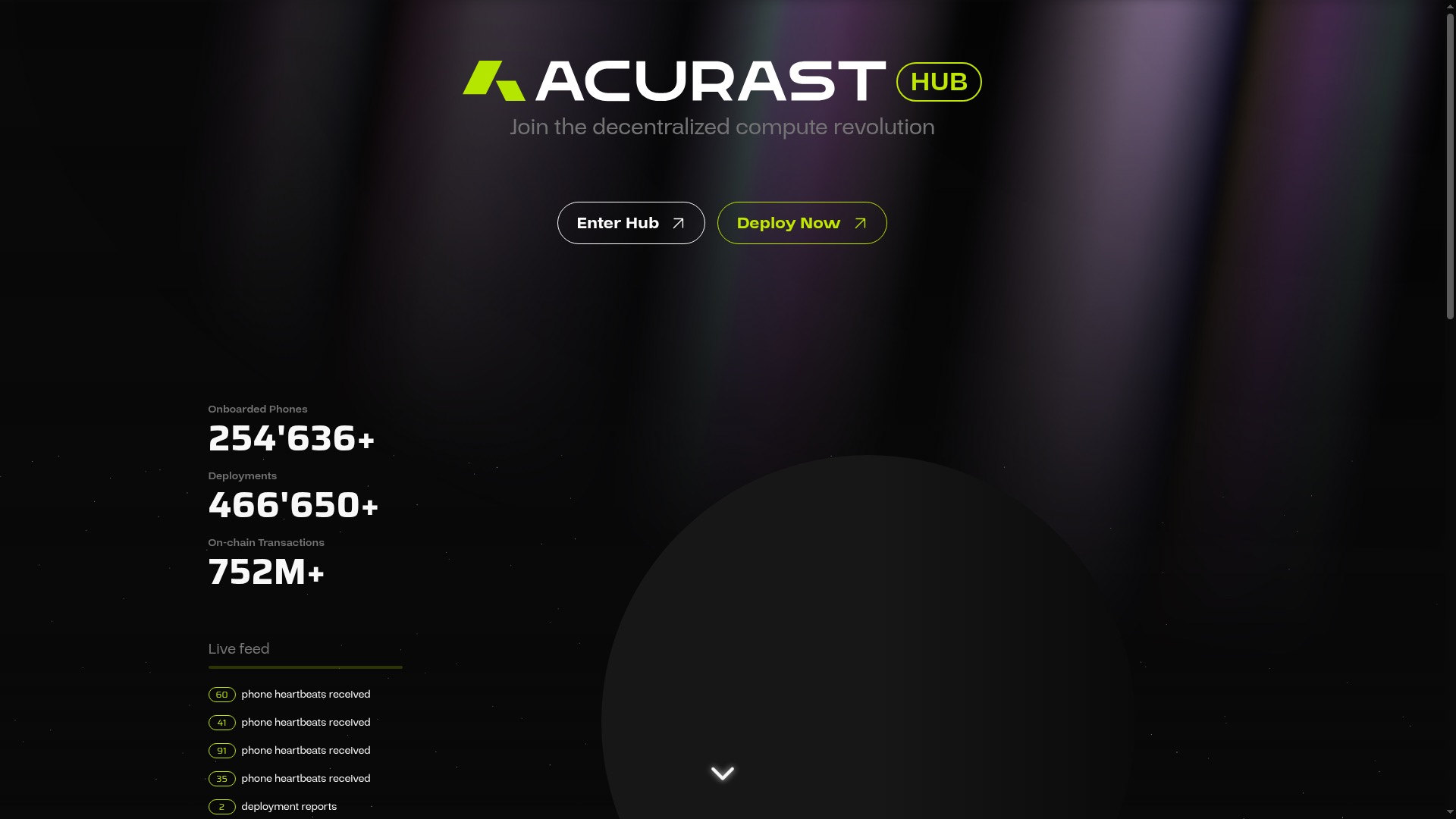 Acurast Hub — Rede de computação descentralizada com 254.386+ telefones integrados